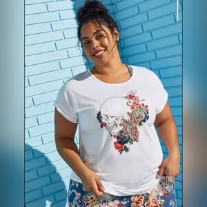 Torrid Tech Jersey Short Sleeve Active Tee in Skull Dragon Print, BNWT, Size 2X